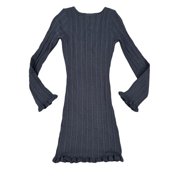 Tiger Mist - Florence Pointelle Knit Long Sleeve Mini Dress in Black - Picture 2 of 5